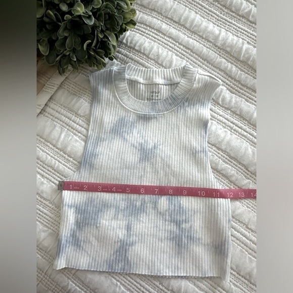 Aerie Blue and White Tie Dye Ribbed Sleeveless Crop Top Size XS - Picture 5 of 12